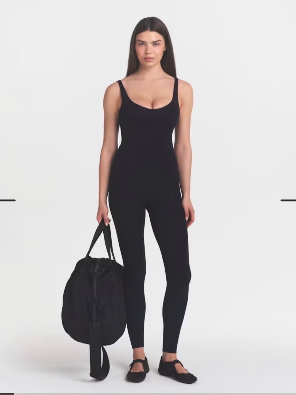 SKIMS Black Scoop Neck Stretch Jumpsuit